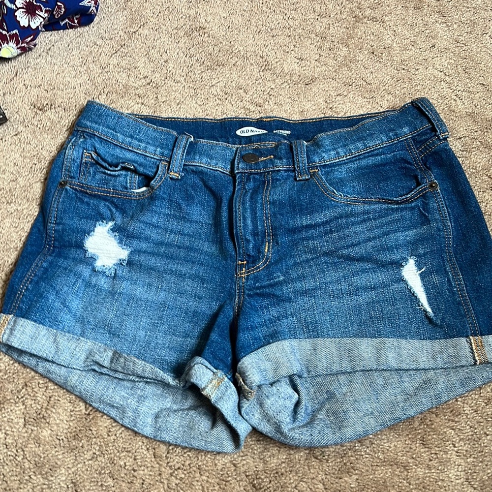 Light blue jean shorts. Old Navy